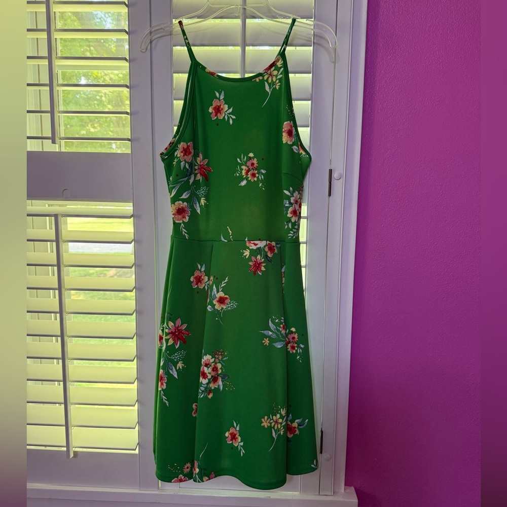 Soprano Green Pink Sundress Sleeveless Mini